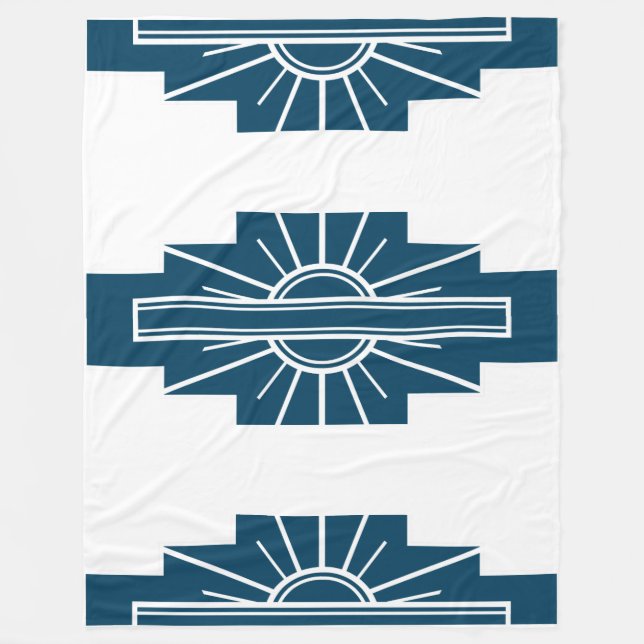 Art Deco Mönster i Teal Fleecefilt (Framsidan)