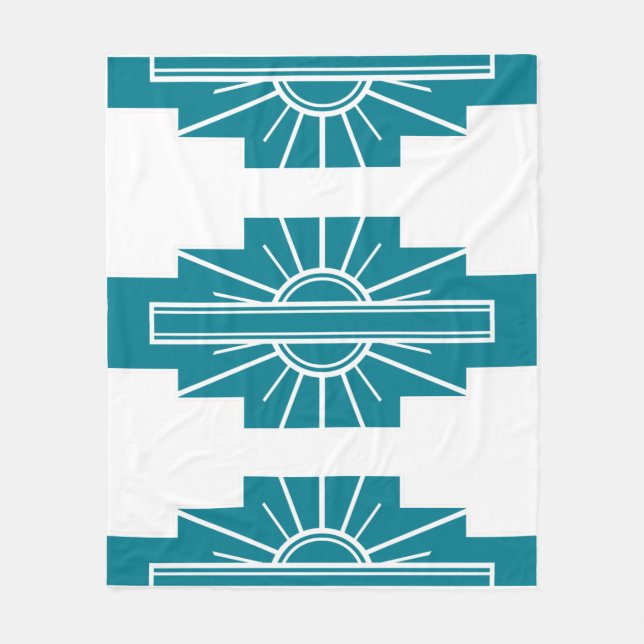 Art Deco Mönster i Teal Fleecefilt (Framsidan)
