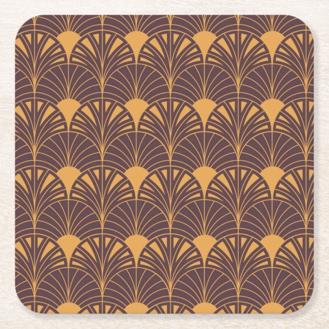 Art Deco-mönster med fläktformade motiv  Underlägg Papper Kvadrat (Framsidan)