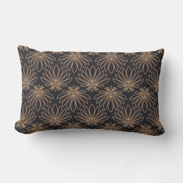 Art Deco-mönster med gyllene blommotiv  Lumbarkudde (Framsida)
