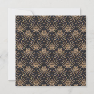Art Deco-mönster med gyllene blommotiv Tack Kort