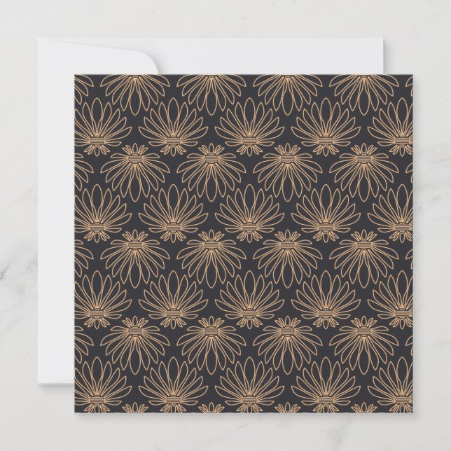 Art Deco-mönster med gyllene blommotiv  Tack Kort (Framsida)