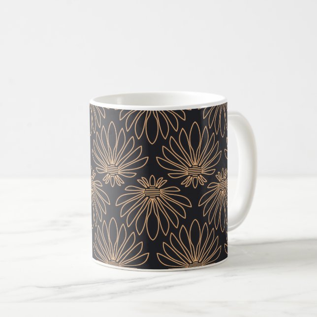Art Deco-mönster med gyllene blomster motiv  Kaffemugg (Framsida höger)