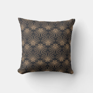 Art Deco-mönster med gyllene blomster motiv Kudde
