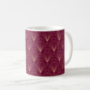 Art Deco-mönster med gyllene geometriska fläktmoti Kaffemugg