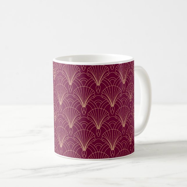Art Deco-mönster med gyllene geometriska fläktmoti Kaffemugg (Framsida höger)