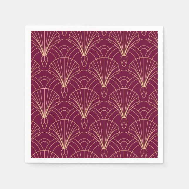 Art Deco-mönster med gyllene geometriska fläktmoti Pappersservett (Framsidan)