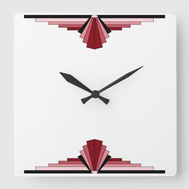 Art Deco Mönster på  Fyrkantig Klocka (Framsida)
