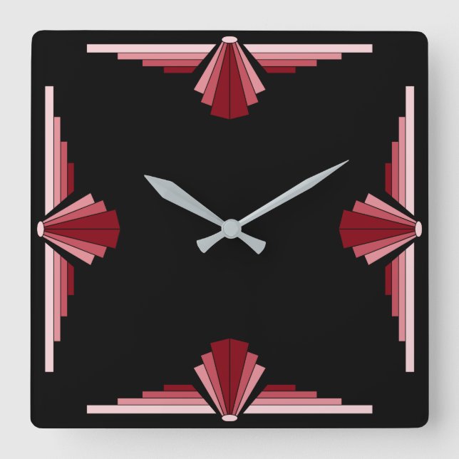 Art Deco Mönster på  Fyrkantig Klocka (Framsida)