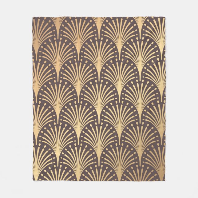 Art Deco Mönster. Sömlös guldbakgrund. Mini Fleecefilt (Framsidan)