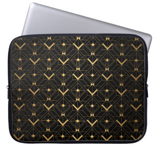 Art Deco Mönster. Sömlös svart och guld bakgrus Laptop Fodral
