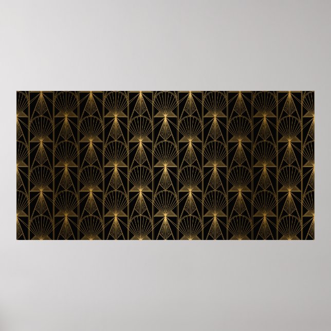 Art Deco Mönster. Sömlös svart och guld bakgrus Poster (Framsidan)