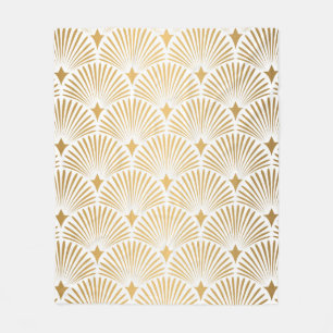 Art Deco Mönster. Sömlösa vita och guld bakgrop Fleecefilt