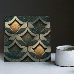 Art Deco-mönstrad tärning två blått decor Art nouv Kakelplatta