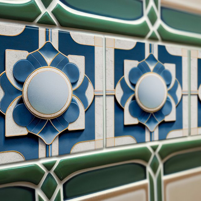 Art Deco-mönstrad väggdekan Art nouveau keramik Kakelplatta (Skapare uppladdad)