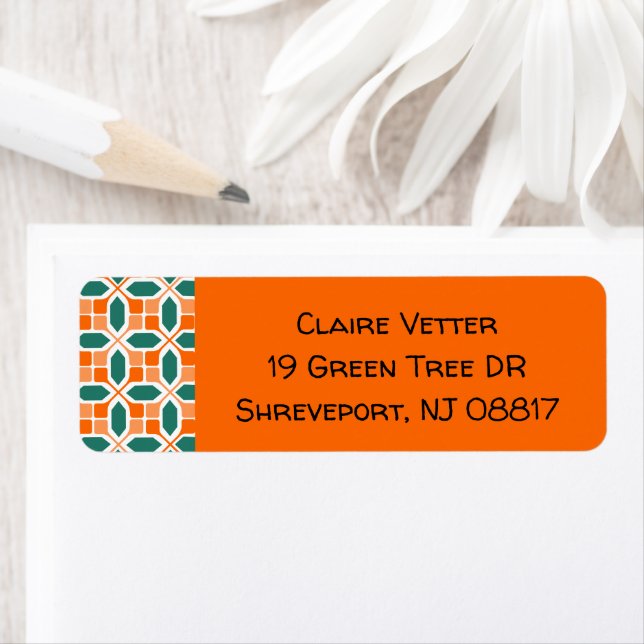 Art Deco Mosaic Returadress Etikett (Insitu)