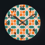 Art Deco Mosaic Rund Klocka<br><div class="desc">Den här väggklockan har en konsthändelse av hexagoner,  pentagoner,  fyrkanter,  diagonalt linjer som ser ut som mosaik.</div>