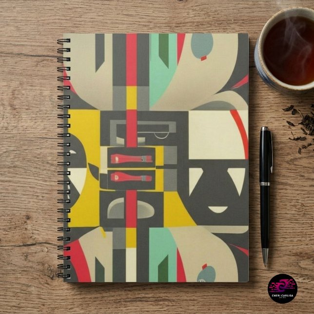 Art Deco möter Mid-Century Modern Anteckningsbok (Mid-Century Modern lines and Art Deco energy wrapped into one bold notebook design.)