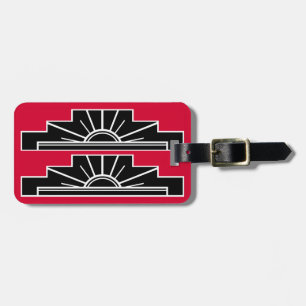 Art Deco Motif i B&W- och Red Luggage-tagg Bagagebricka