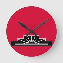 Art Deco Motif i B&W och Red Rund Klocka
