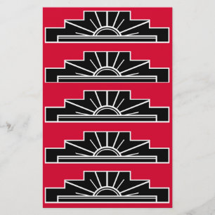 Art Deco Motif i B&W- och Red Stationery Brevpapper