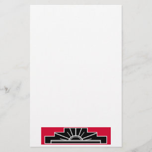 Art Deco Motif i B&W- och Red Stationery Brevpapper