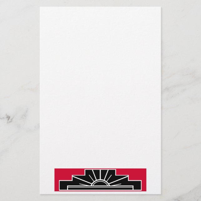 Art Deco Motif i B&W- och Red Stationery Brevpapper (Framsida)