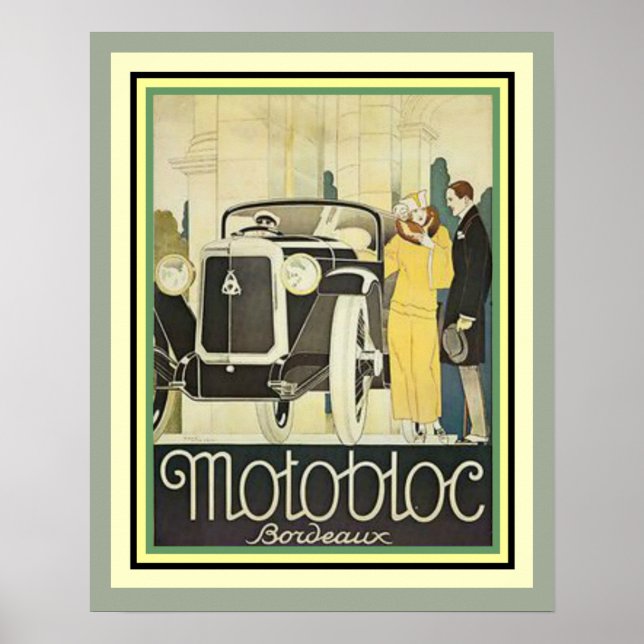 Art Deco Motobloc Bordeaux Poster 16 x 20 (Framsidan)