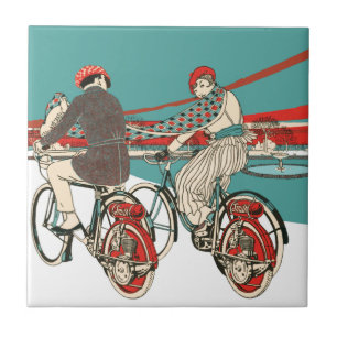 Art Deco Motorcycling Kakelplatta