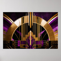 Art Deco Music Hall, Lila, Guld, Black