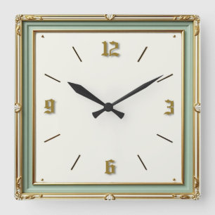 Art Deco Mynt Fyrkantig Klocka