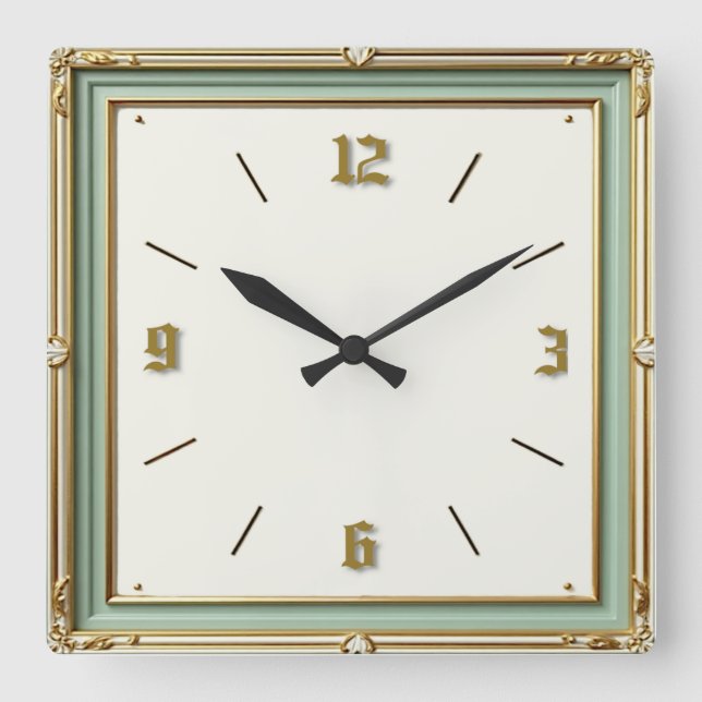 Art Deco Mynt Fyrkantig Klocka (Framsida)