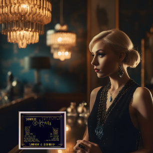 Art Deco Namnteckning Pub-signering för Bröllop-si Poster