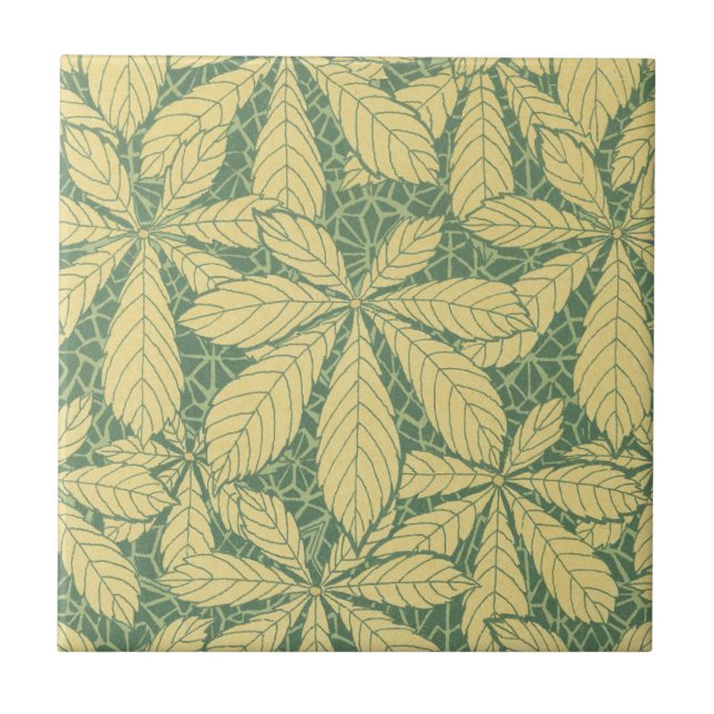 art deco nature löv foliage mönster art kakelplatta (Framsidan)