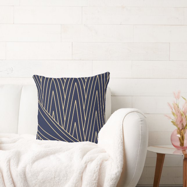 Art Deco Navy och Guld Kudde (Soffa)