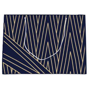 Art Deco Navy och Guld Large Gift Bag