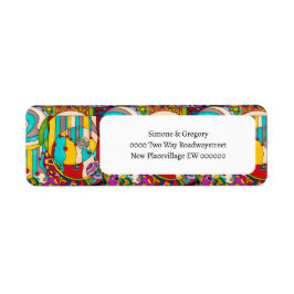 Art deco-nedfläckad, färglöst, modern returadress etikett