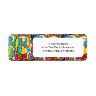 Art deco-nedfläckad, färglöst, modern returadress etikett