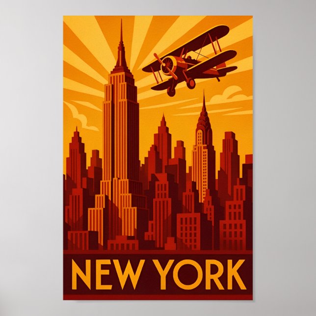 Art deco New York affischtryck Poster (Framsidan)