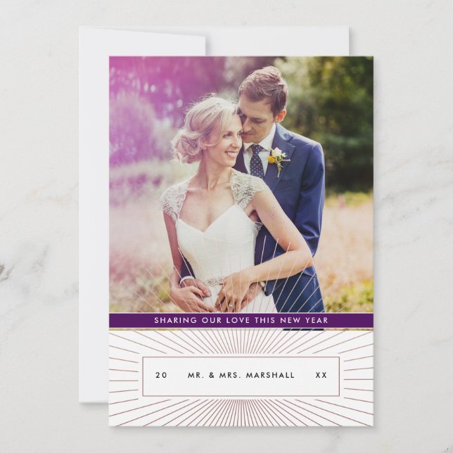 Art Deco Newylged Helgdag Photo Julkort (Framsida)