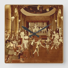 Art Deco Night Club Fyrkantig Klocka
