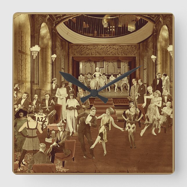 Art Deco Night Club Fyrkantig Klocka (Framsida)