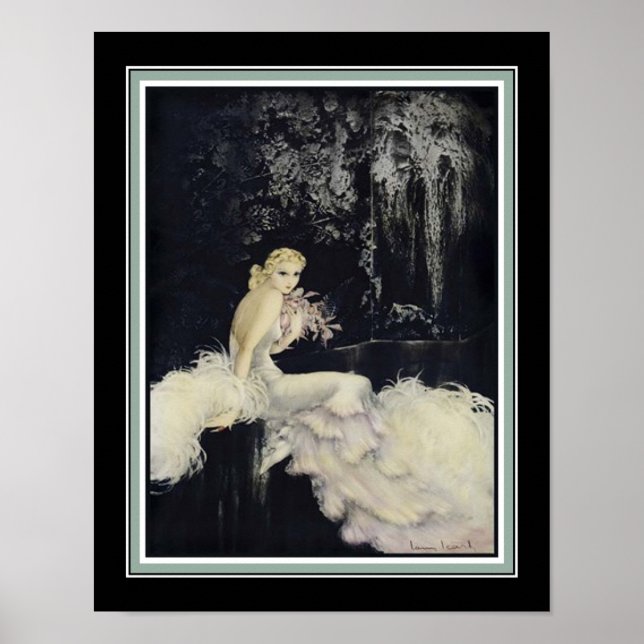 Art Deco "Night Garden" av Louis Icart Poster (Framsidan)