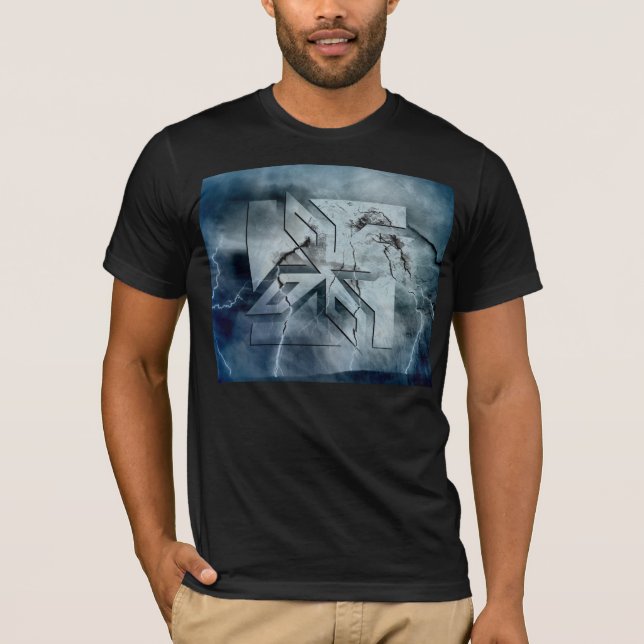 Art Deco Ninja Star-ikon, Galaxy-blixtöverlägg Tee (Framsida)