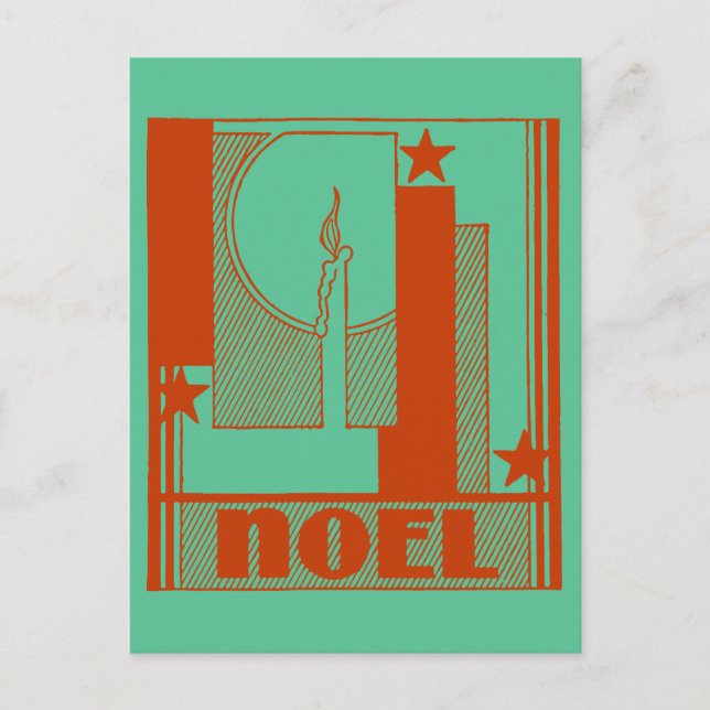 Art Deco Noel-julmall Helg Vykort (Framsida)