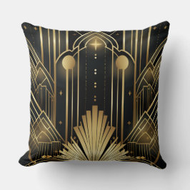 Art Déco Noir et Or - Élégance Vintage Géométrique Kudde