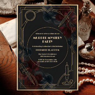 Art Deco Noir Mysterie Mordfest Firande Inbjudningar