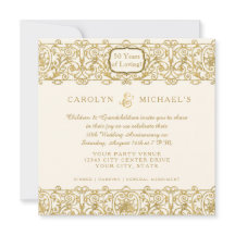 Art Deco Nouveau 50-årsjubileum Krämfärgad