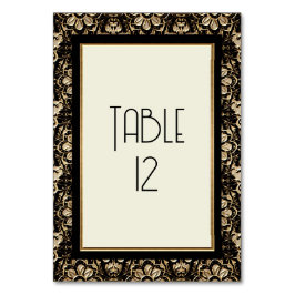 Art Deco Nouveau Elegant Black White Guld Bröllop Bordsnummer