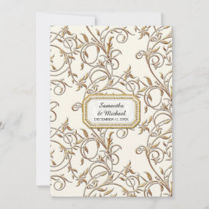 Art Deco Nouveau Elegant Guld ReaktionsBenvit Inbjudningar